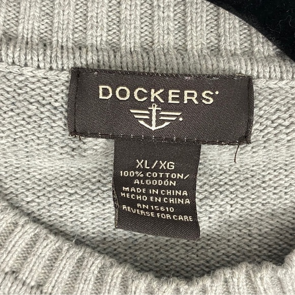 Dockers Color Block Sweater Cotton Sz XL Crew Neck Grey Blue - Picture 4 of 9